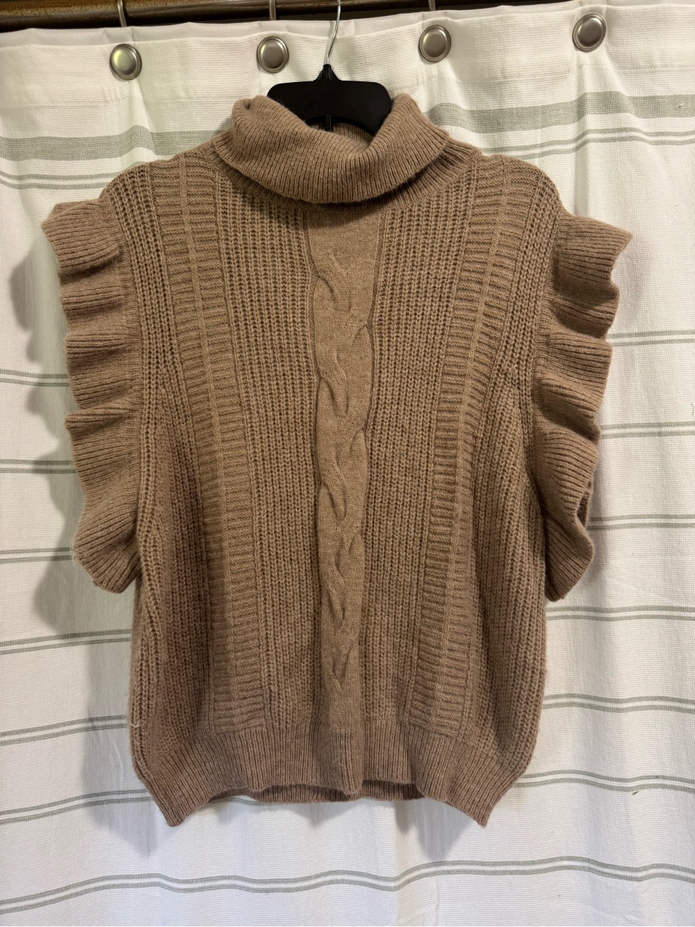 entro Cable Knit Sleeveless Turtleneck Sweater - Taupe
